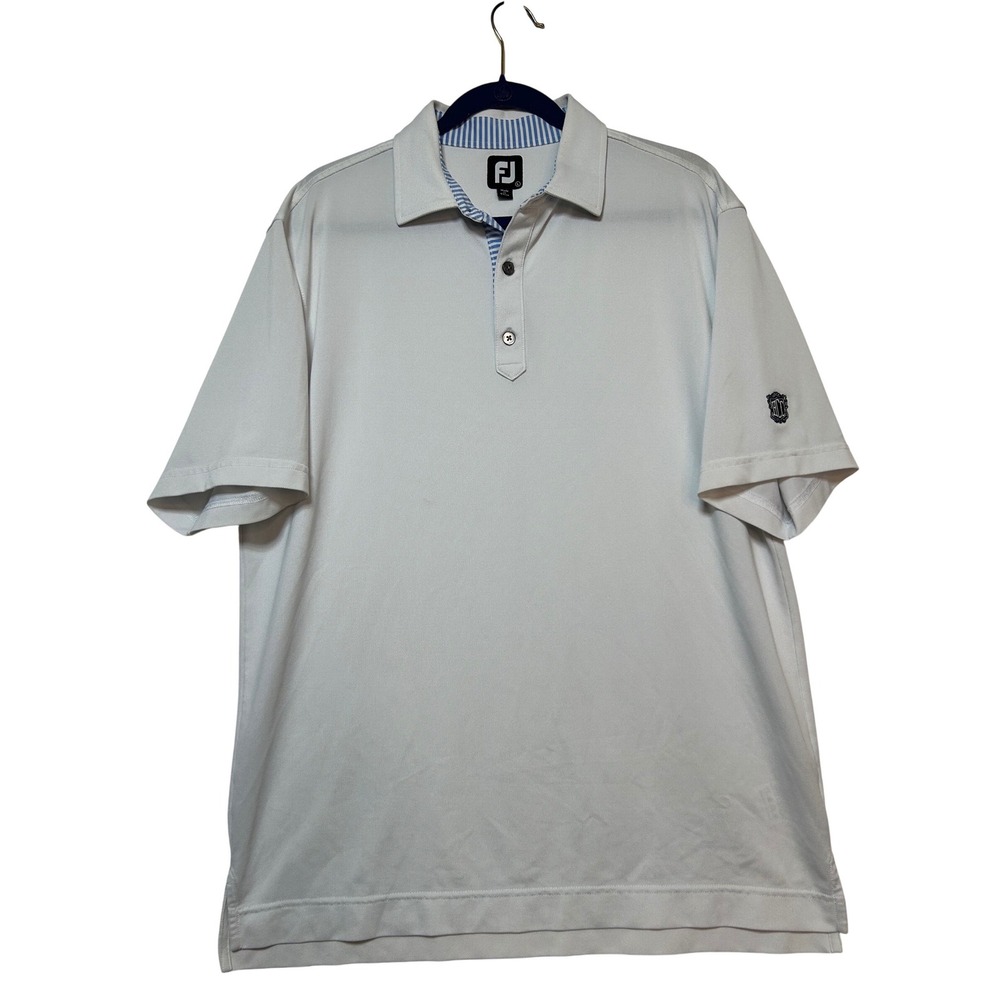 FootJoy FJ Golf Polo Shirt‎ Mens L White Hillcrest Country Club Logo Embroidered